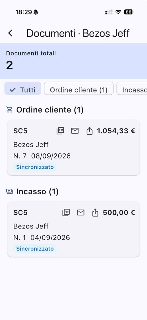 Lista documenti per cliente