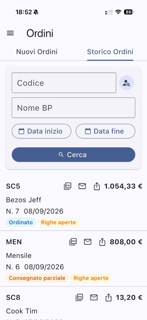 Storico ordini