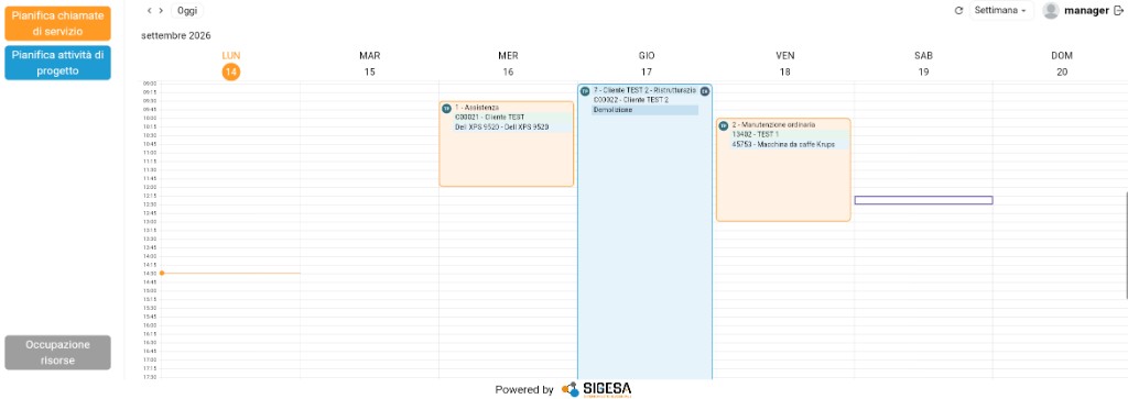 Planner web vista settimanale